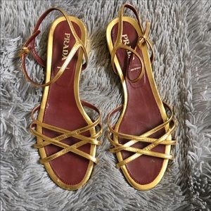 AUTHENTIC PRADA GOLD SANDALS